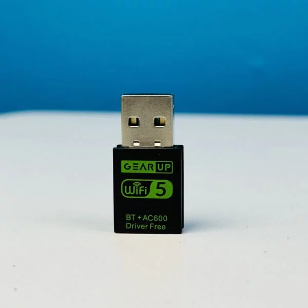 GearUP 600Mbps Dual Band WiFi + Bluetooth Adapter For Windows PC/Laptop- (Driver Free Version, WiFi Hotspot Supported, 2.4GHz + 5GHz)