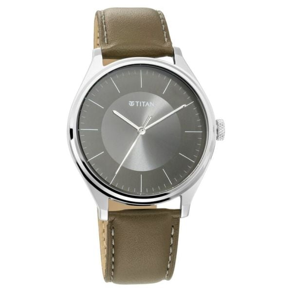 Titan Urban Edge Lustrous Olive Dial Leather Watch